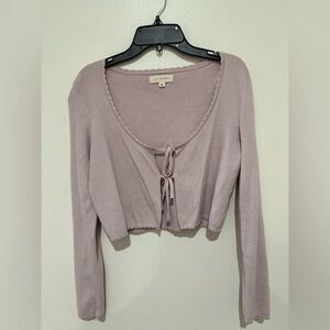 La Hearts Women's Light Purple Tie-Front Crop Top